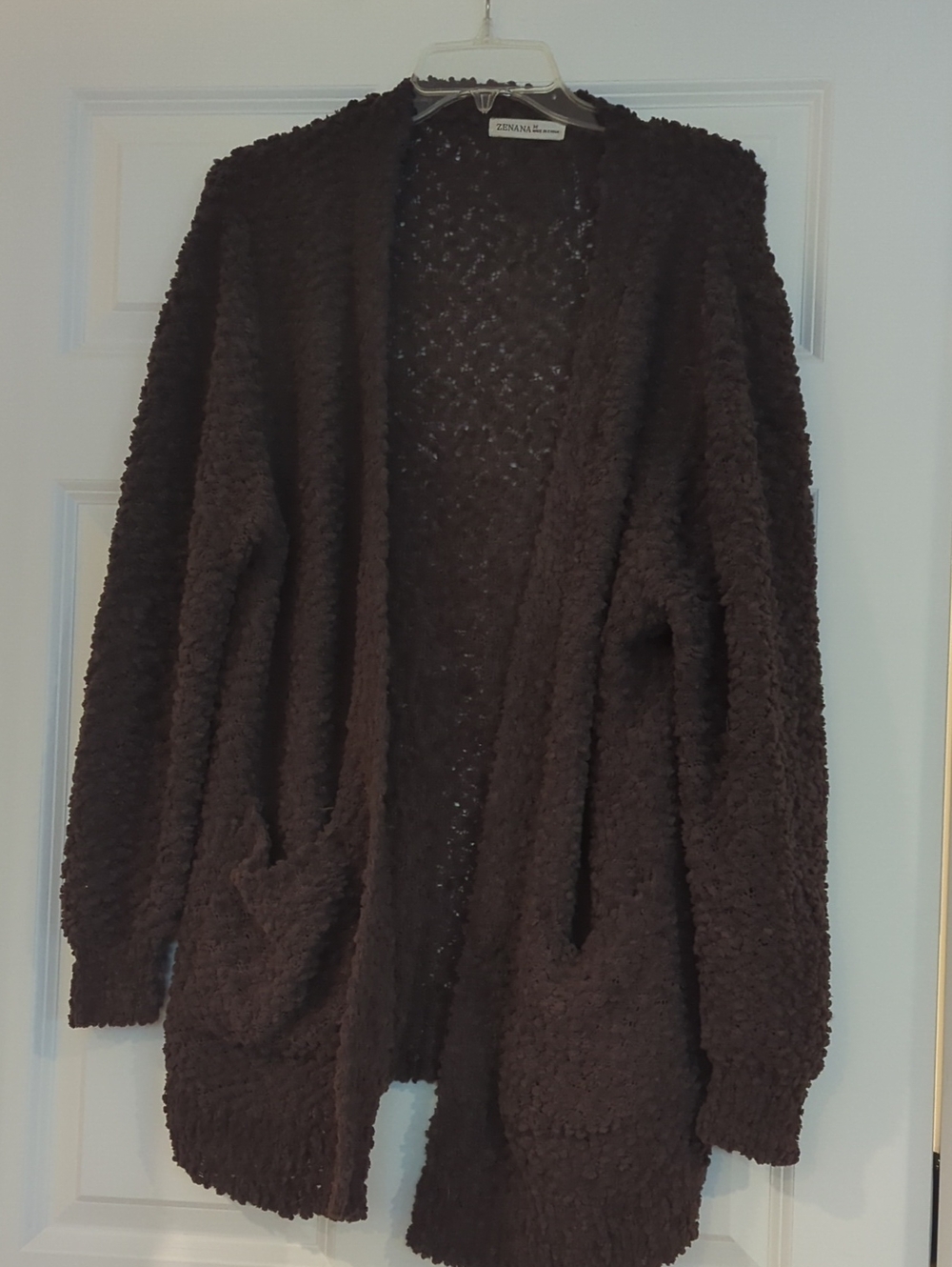 Zenana Outfitters Dark Brown Plush Open Cardigan